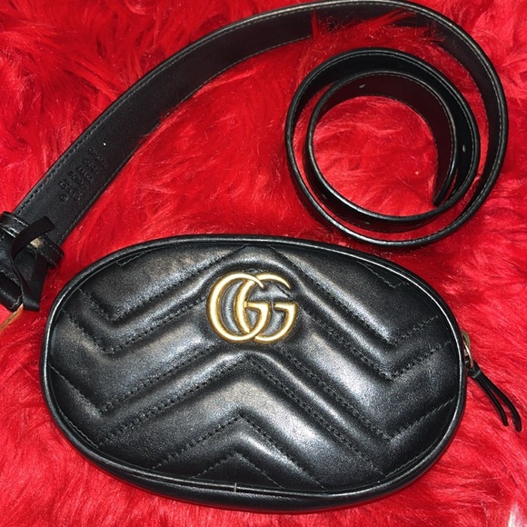 Gucci GG marmont matelasse black Fanny belt bum bag - Picture 2 of 11